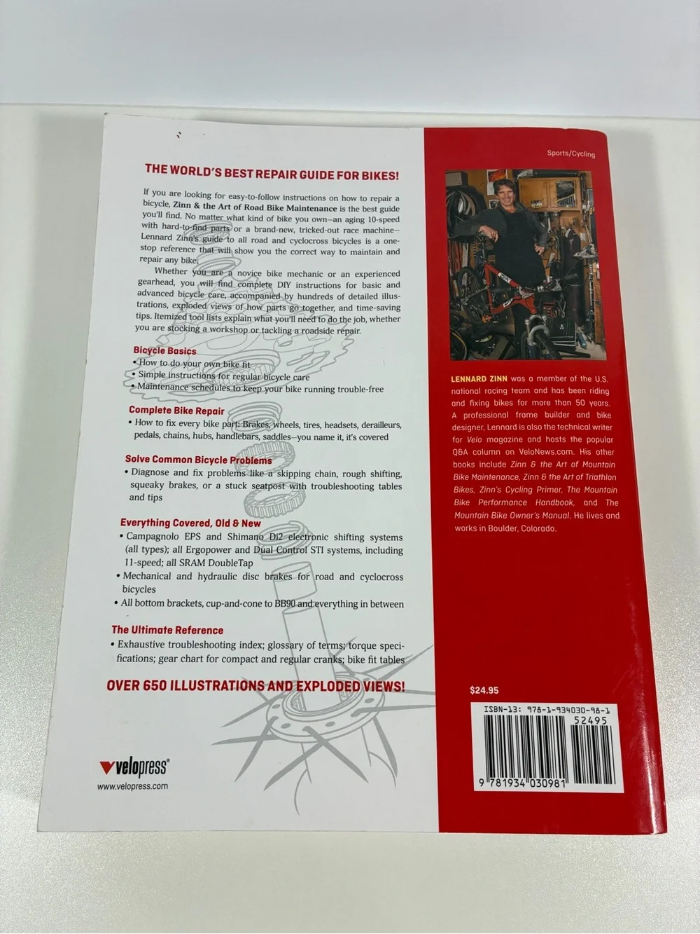 Zinn & the Art of Road Bike Maintenance Guide Book by Lennard Zinn 4th Edition